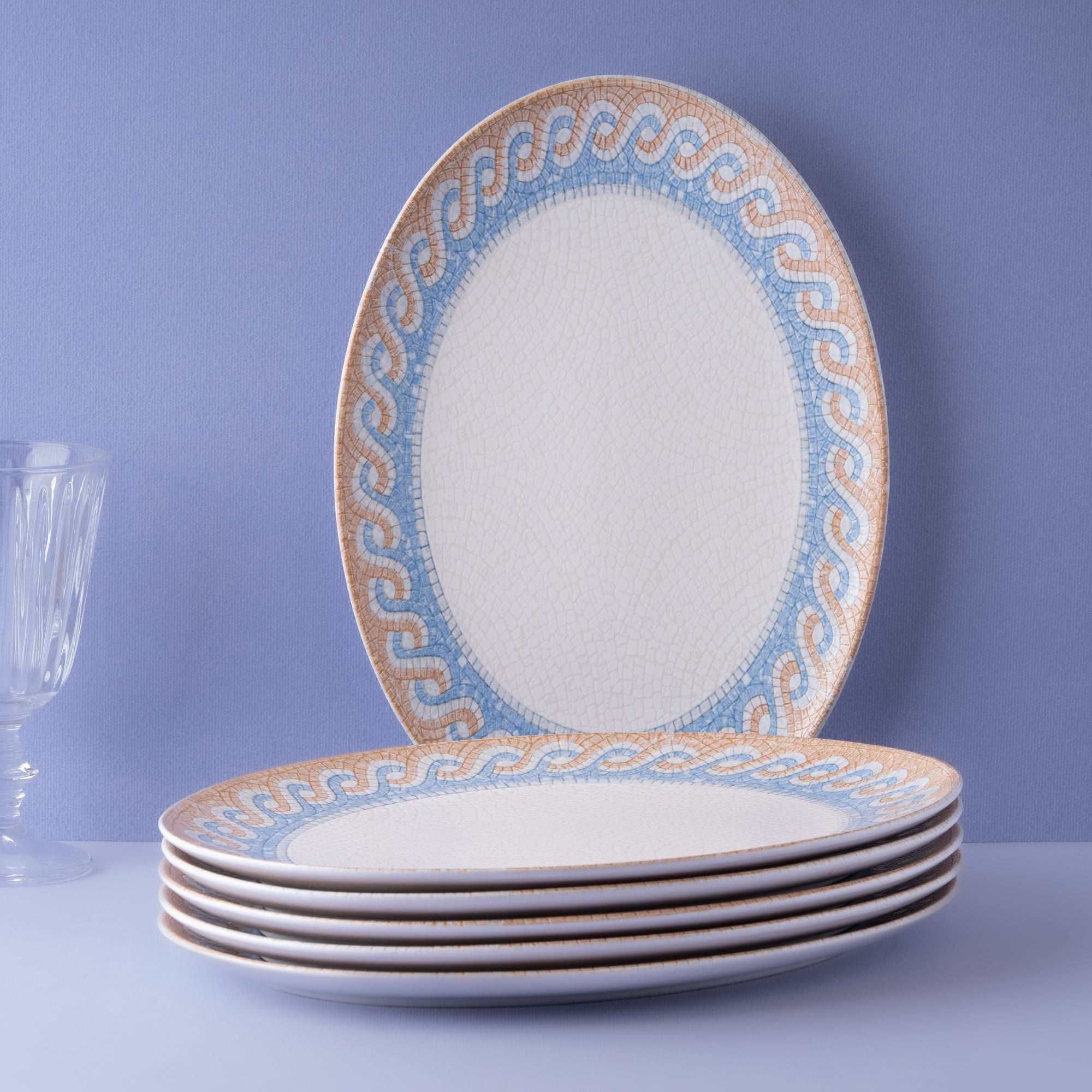 Oval Plate With Foot | Porcelain, Set of 6