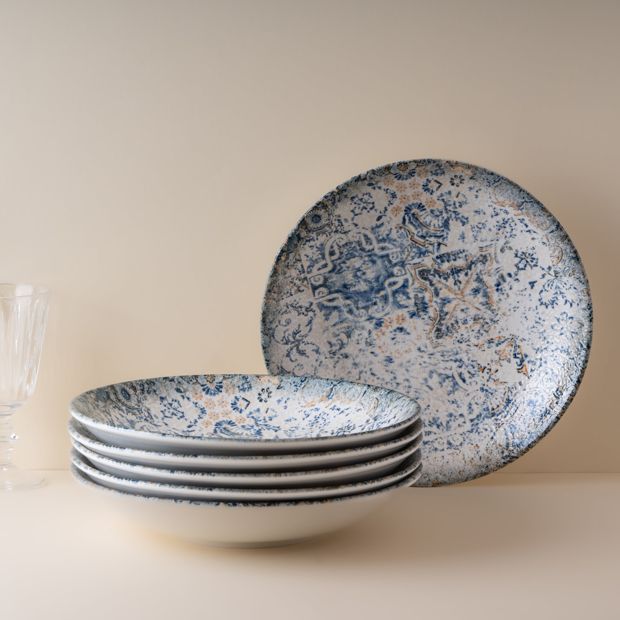 Round Wok Deep Plate | 11", Set of 6 | Porcelain