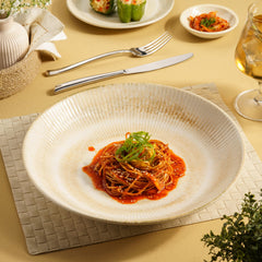 Elegant Round Wok Deep Plate | 9.13", Porcelain | Pack of 6
