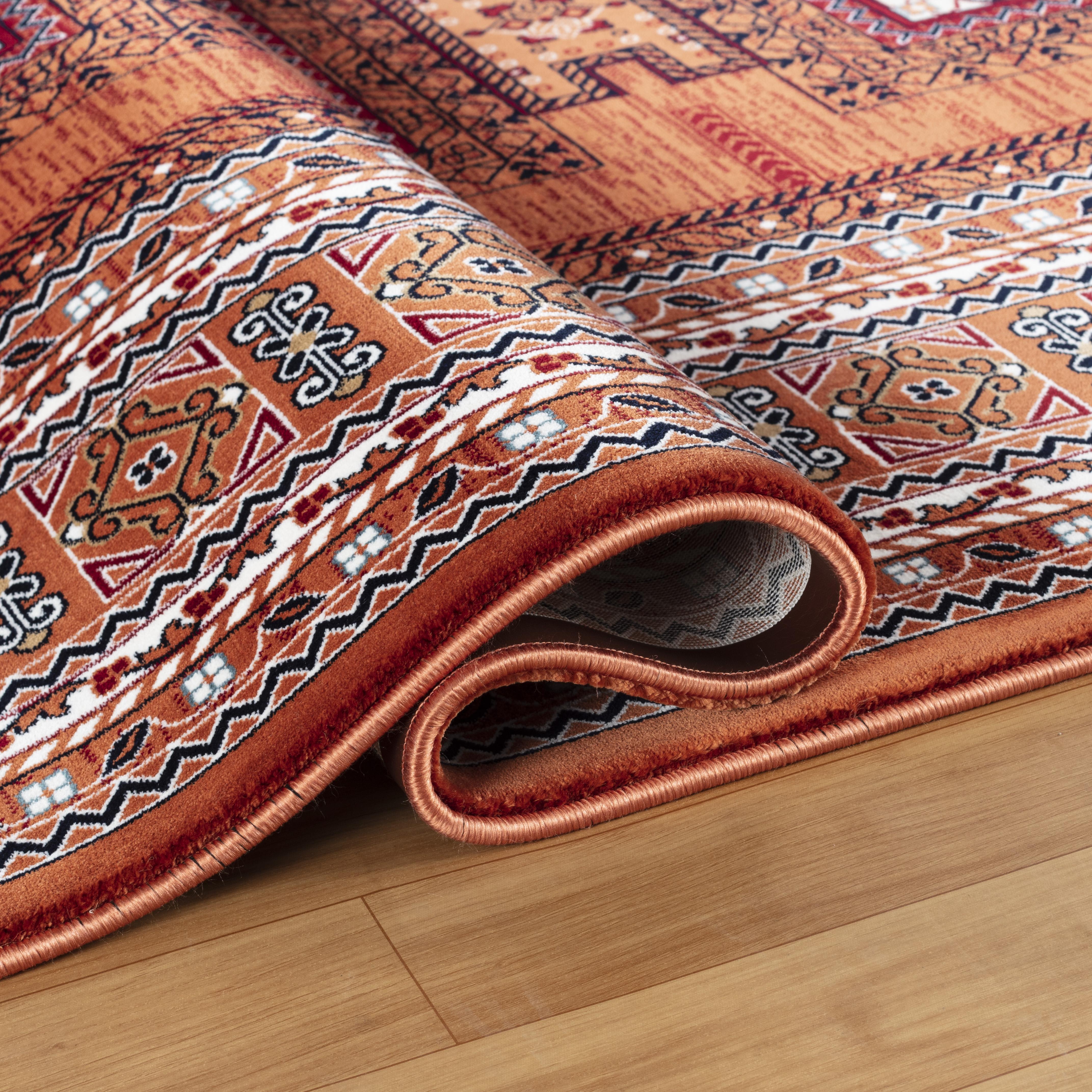 Kandahar E851B Rose rug detail with soft rose color and ornamental pattern