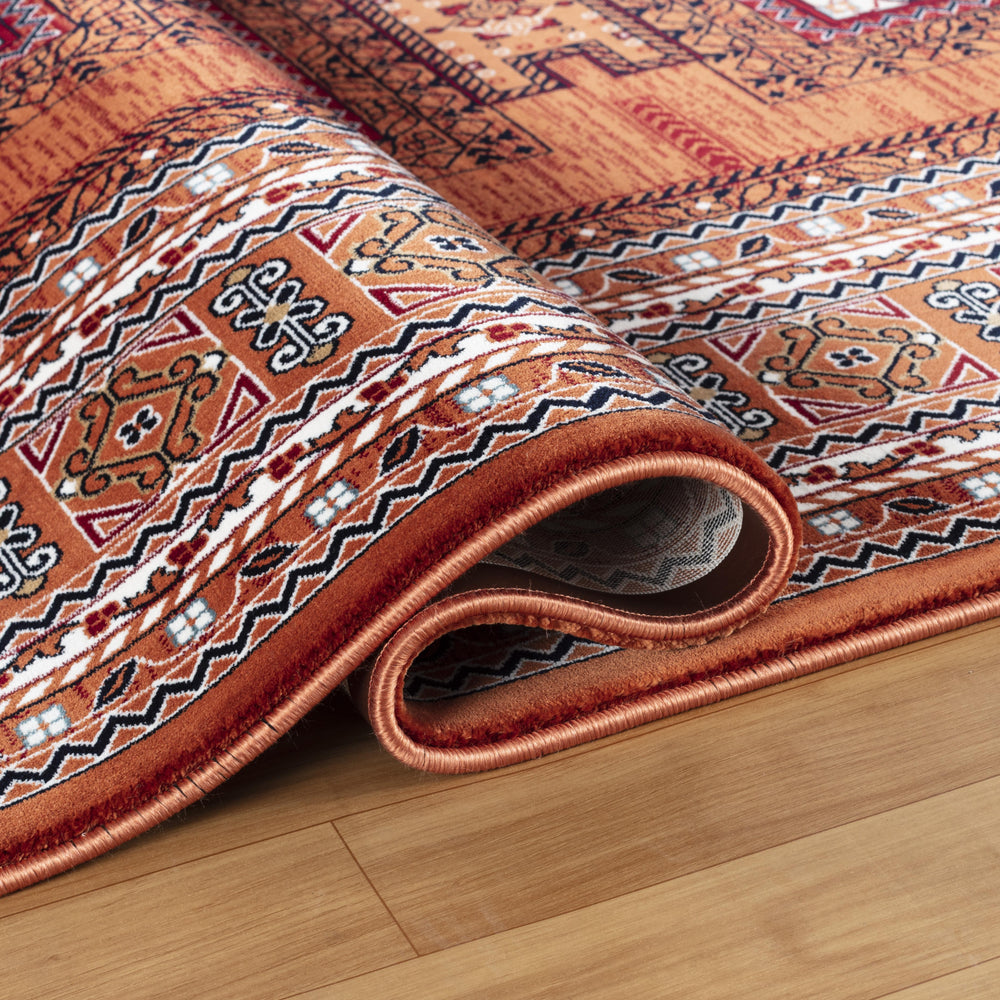 Kandahar E851B Rose rug detail with soft rose color and ornamental pattern