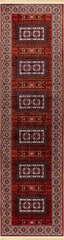Kandahar E851B Rose runner rug top view with vintage-inspired pattern