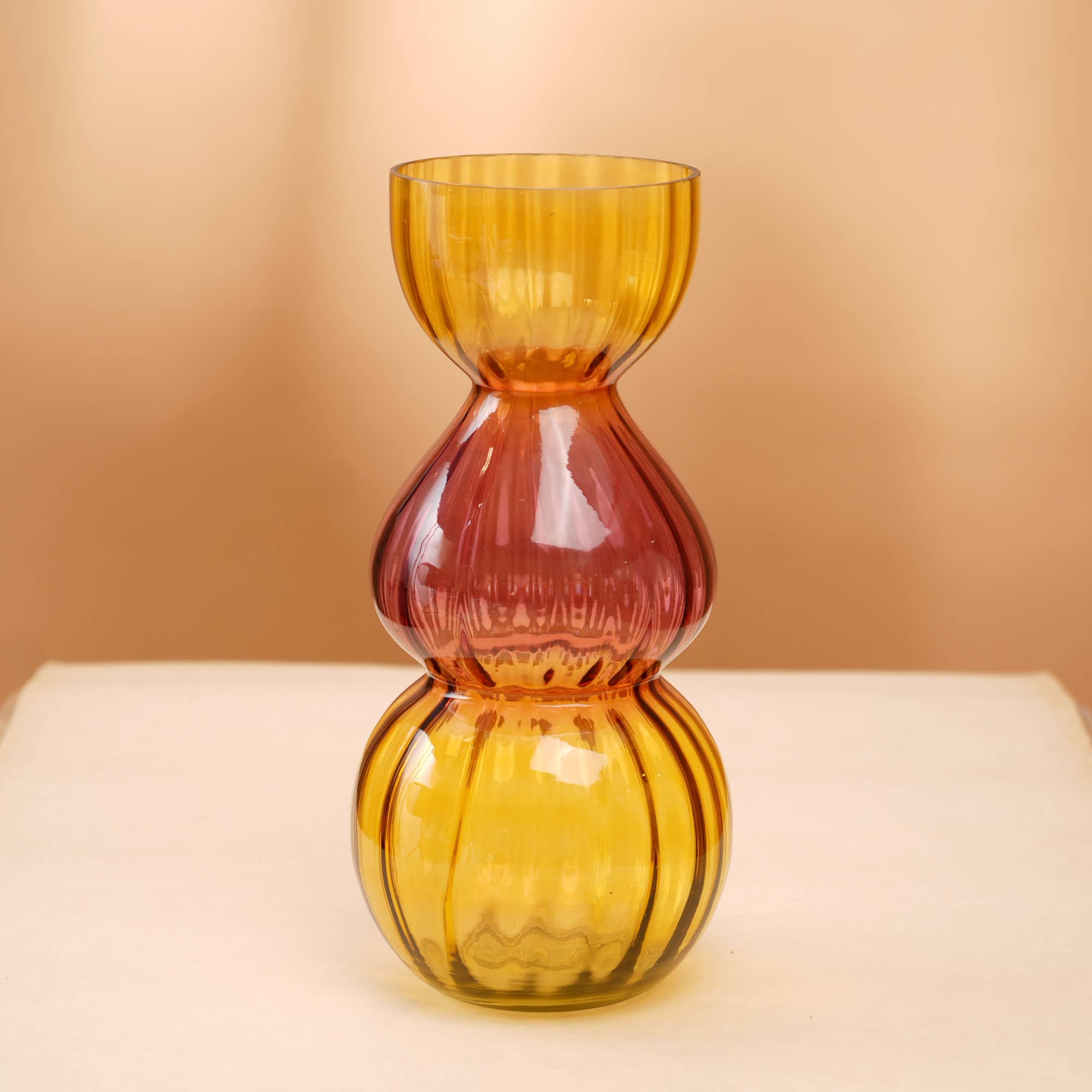 Vase | Long Gleaming Bubble Glass Vase | Elegant Decorative Vase for Modern Home Decor