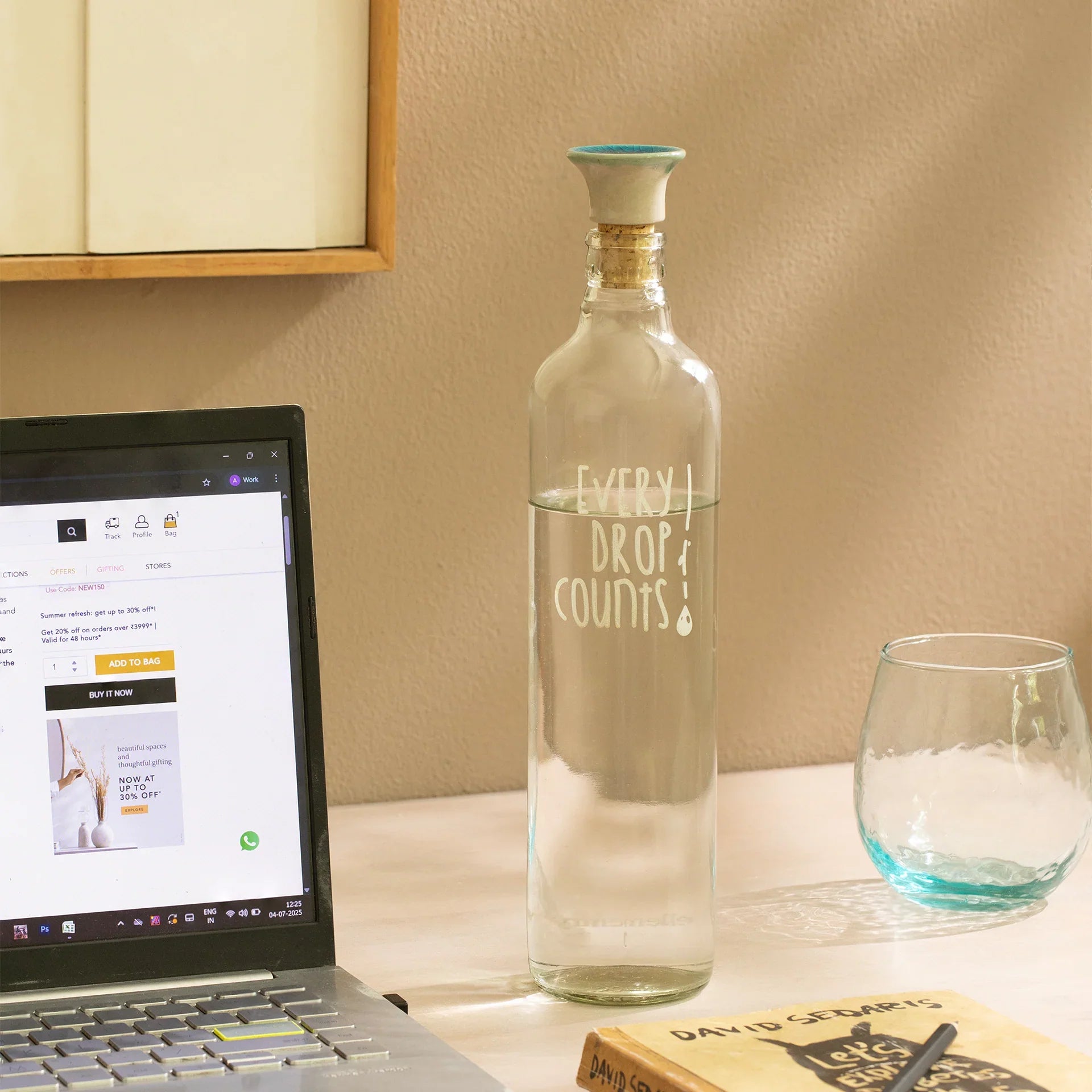 Drop Glass Water Bottle with Ceramic Stopper | Airtight Clear Bottle