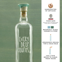 Drop Glass Water Bottle with Ceramic Stopper | Airtight Clear Bottle