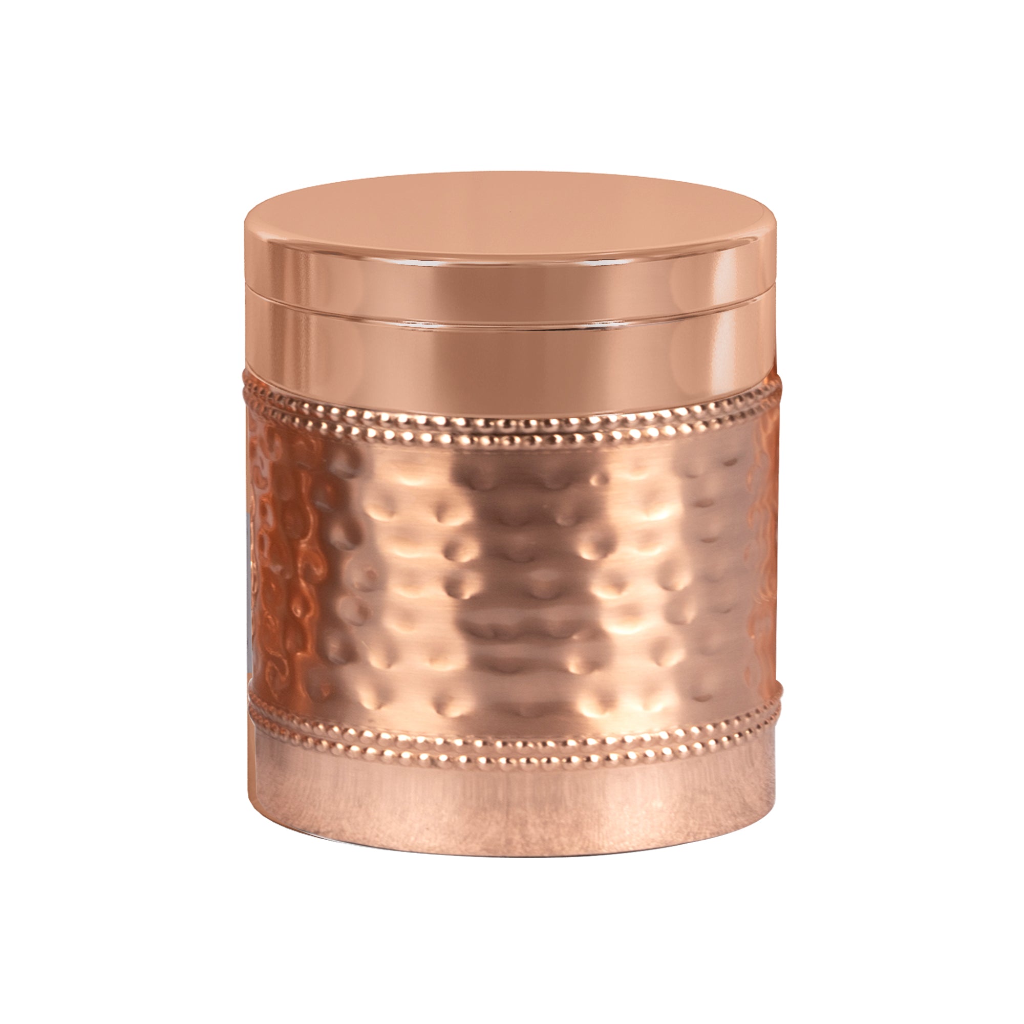 Hudson Copper Stainless Steel Vanity Jar  | Stylish Storage for Cotton Swabs,Sponges & Bath Salts  | Decorative Canister for Bathroom,Bedroom  |  Copper