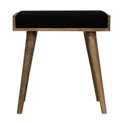 Black Upholstered Velvet Tray Style Footstool, Light Brown