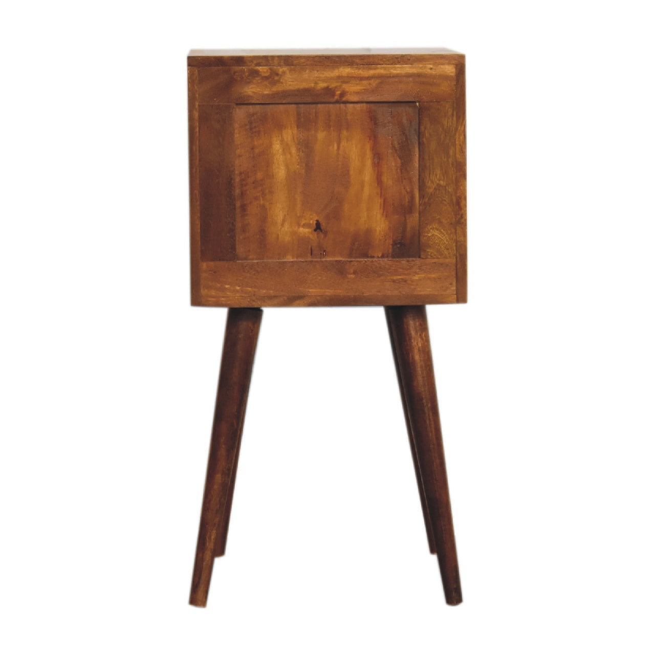 Solid Wood Mini Cube Nightstand, 2-Drawers, Chestnut, Brown