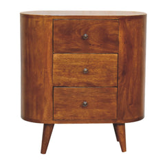 Solid Wood Mini Chestnut Cabinet, 3-Drawers, Brown