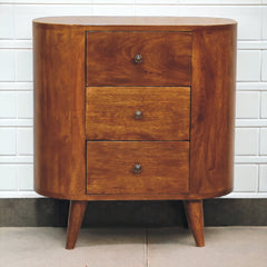 Solid Wood Mini Chestnut Cabinet, 3-Drawers, Brown
