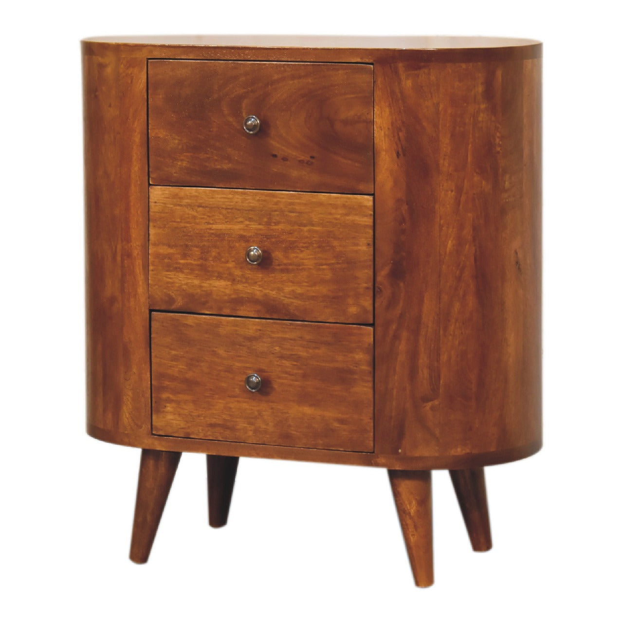 Solid Wood Mini Chestnut Cabinet, 3-Drawers, Brown