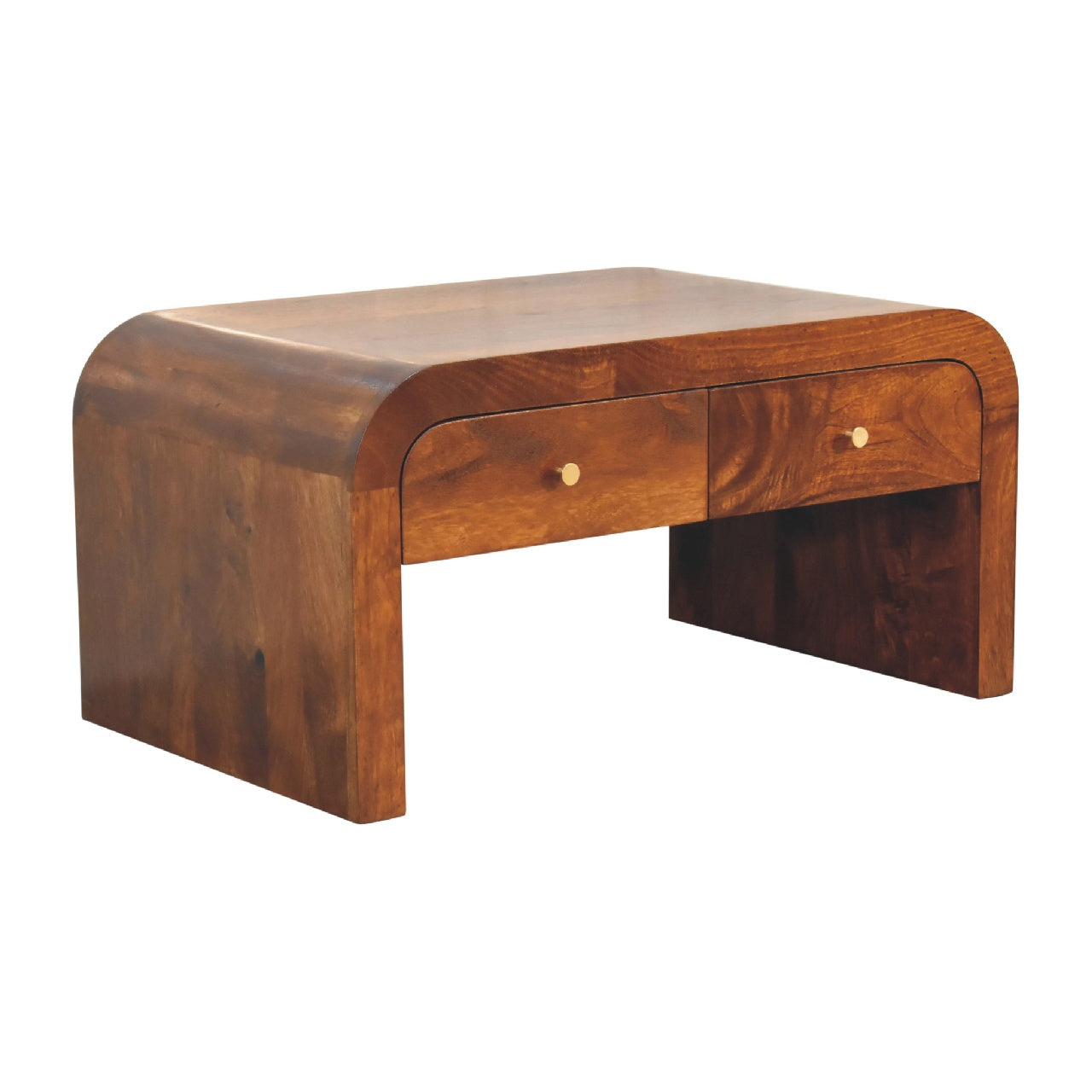 Solid Wood Darcy Coffee Table, 2-Drawers, Chestnut, Dark Brown