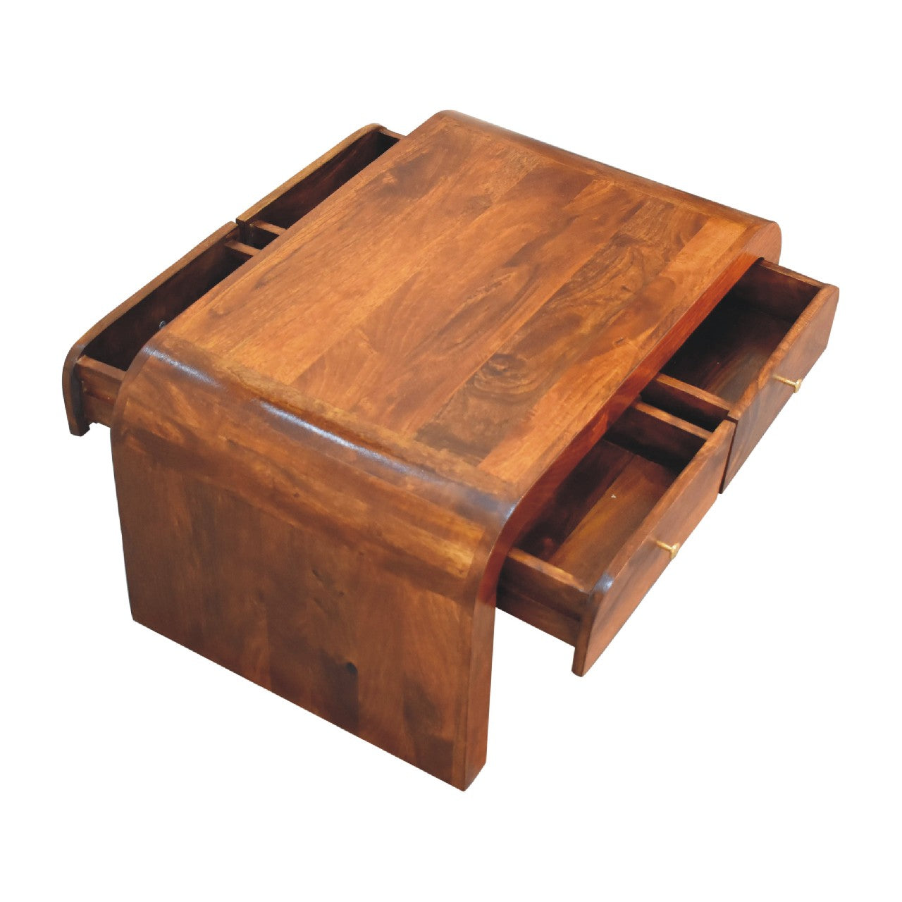 Solid Wood Darcy Coffee Table, 2-Drawers, Chestnut, Dark Brown