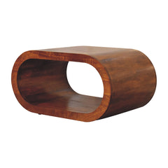 Solid Wood Amaya Coffee Table, Oval, Chestnut, Brown
