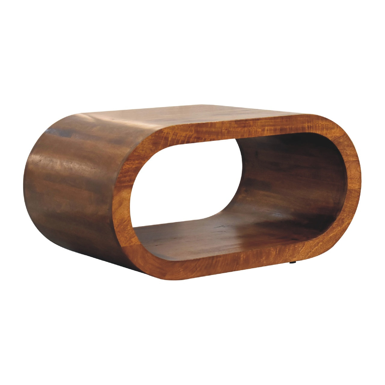 Solid Wood Amaya Coffee Table, Oval, Chestnut, Brown