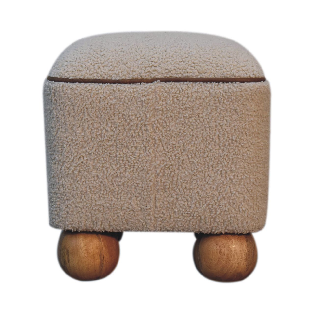 Serenity Footstool with Ball Feet, Beige and Brown