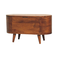 Solid Wood Chestnut Rounded Lid-Up Blanket Box, Storage Box