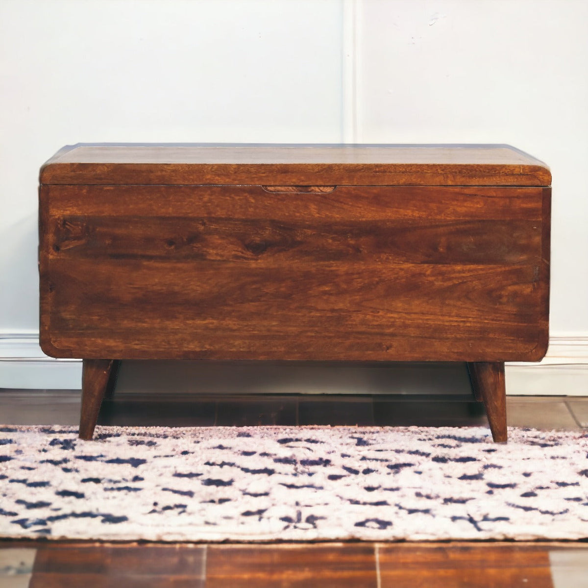 Solid Wood Curved Chestnut Blanket Box