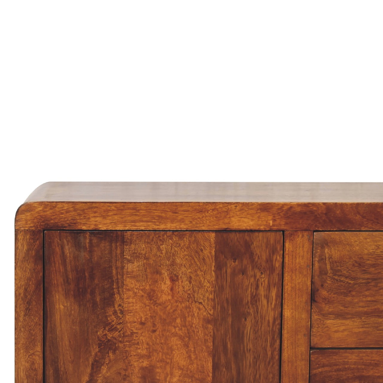 Solid Wood Aspen Cabinet, 2 Shelves, 4-Drawers, Brown