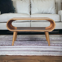 Solid Wood Open Oak-ish Coffee Table, Nordic Legs