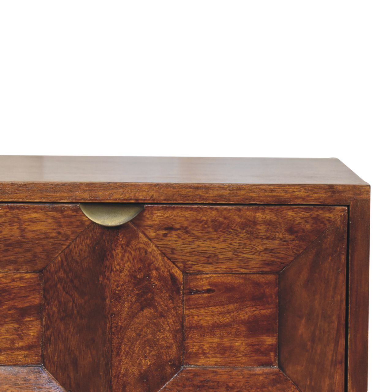 Solid Wood Quad Nightstand, 2-Drawers, Dark Brown