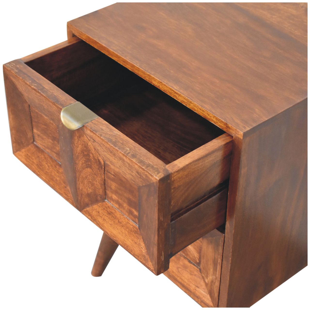 Solid Wood Quad Nightstand, 2-Drawers, Dark Brown