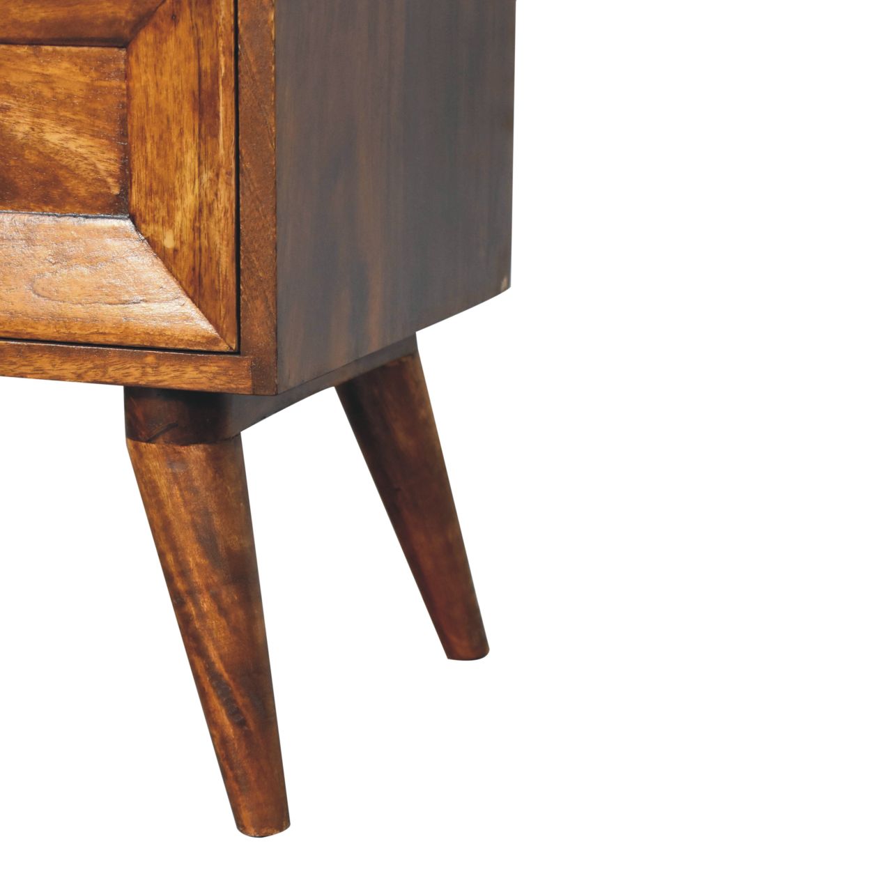 Solid Wood Quad Nightstand, 2-Drawers, Dark Brown