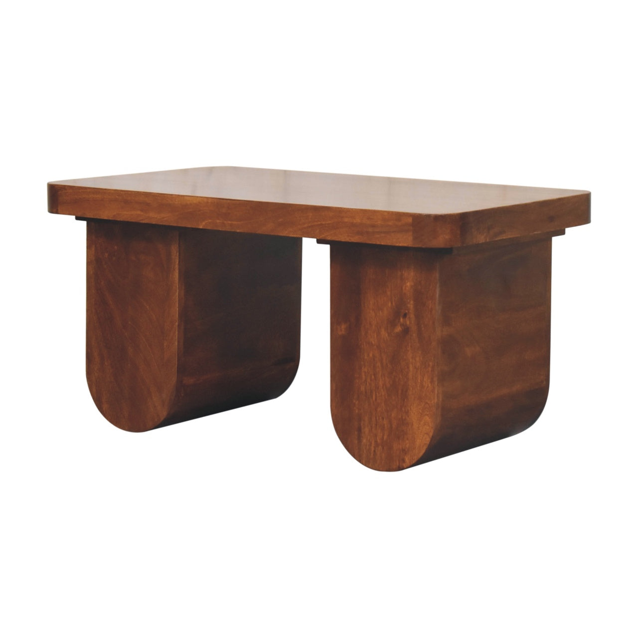 Solid Wood Chunky Coffee Table, Chestnut, Dark Brown