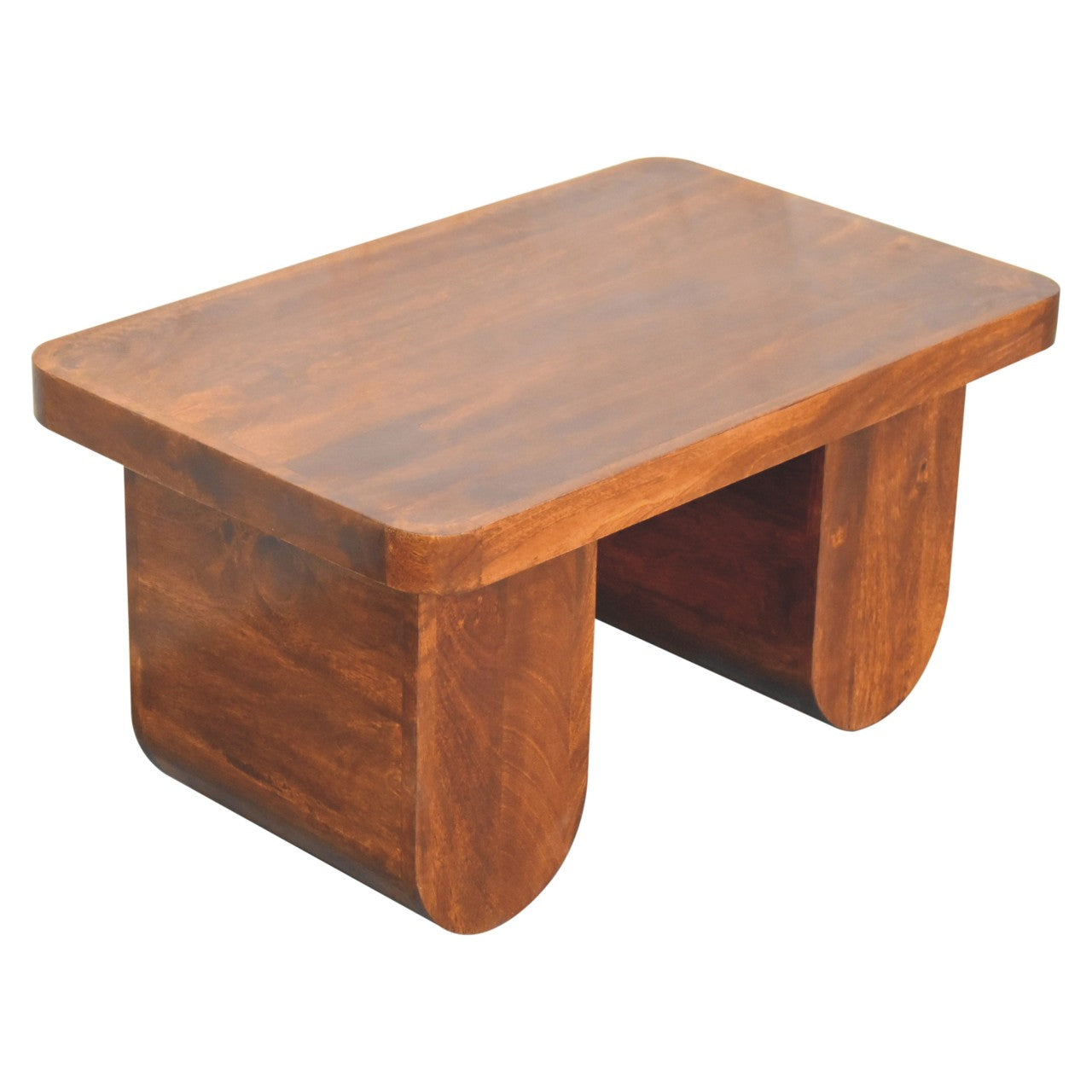 Solid Wood Chunky Coffee Table, Chestnut, Dark Brown