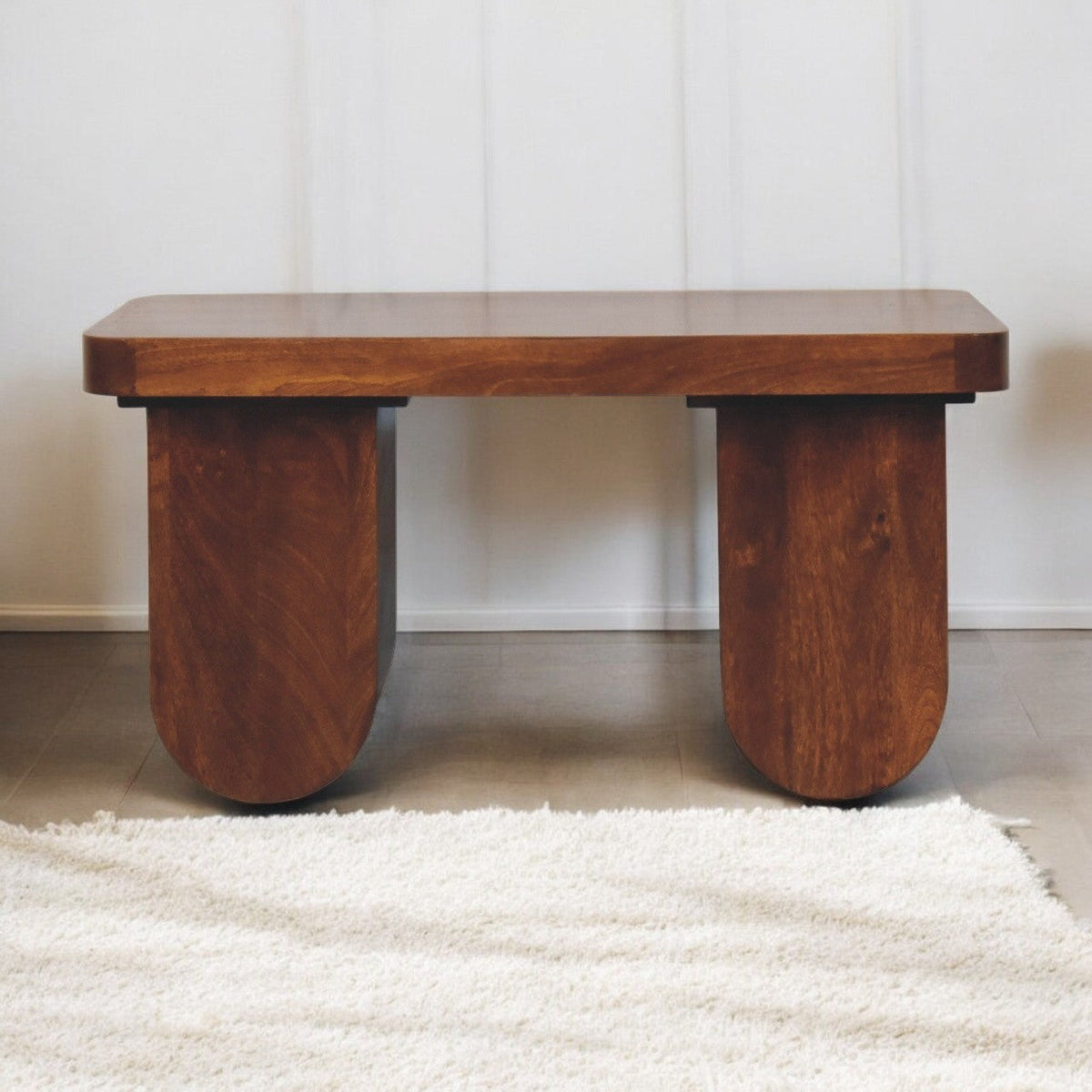 Solid Wood Chunky Coffee Table, Chestnut, Dark Brown