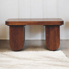 Solid Wood Chunky Coffee Table, Chestnut, Dark Brown