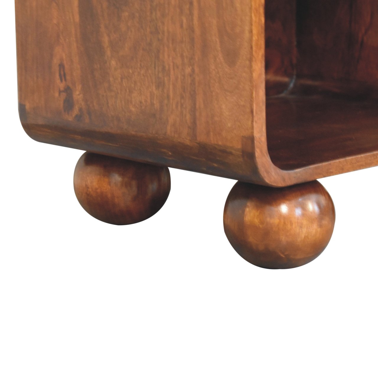 Solid Wood Chestnut Open Woven Bedside, 1-Drawer, Brown