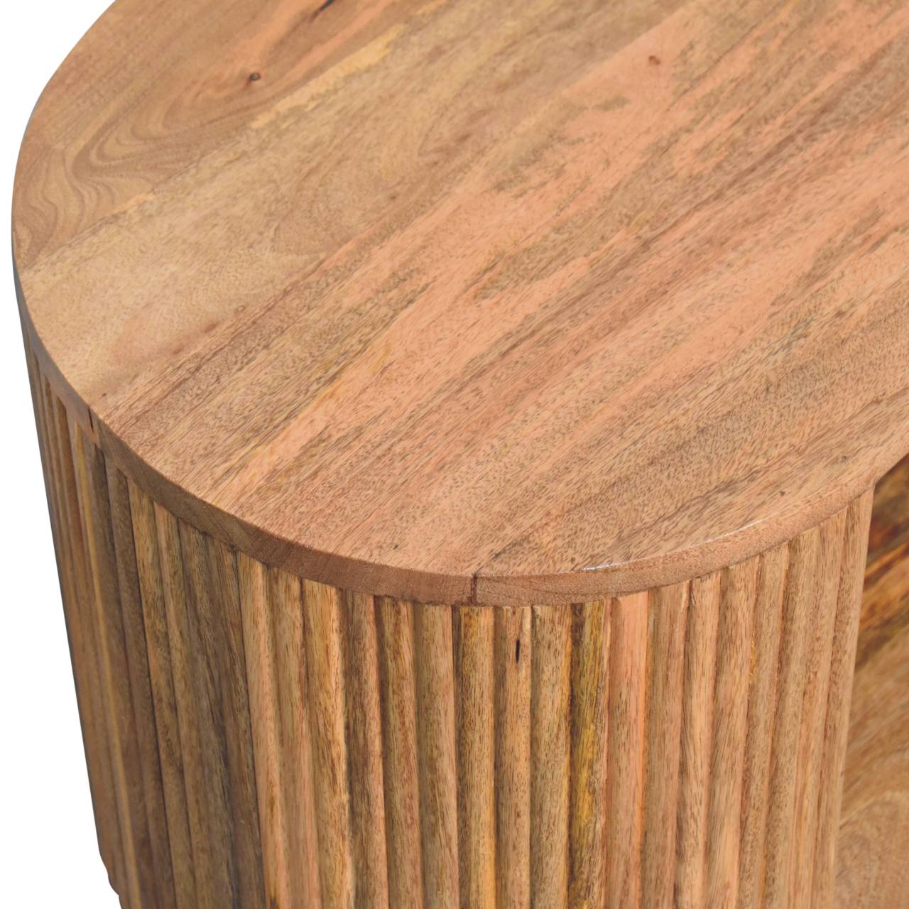 Solid Wood Soba Ball Coffee Table, Open Storage, Light Brown