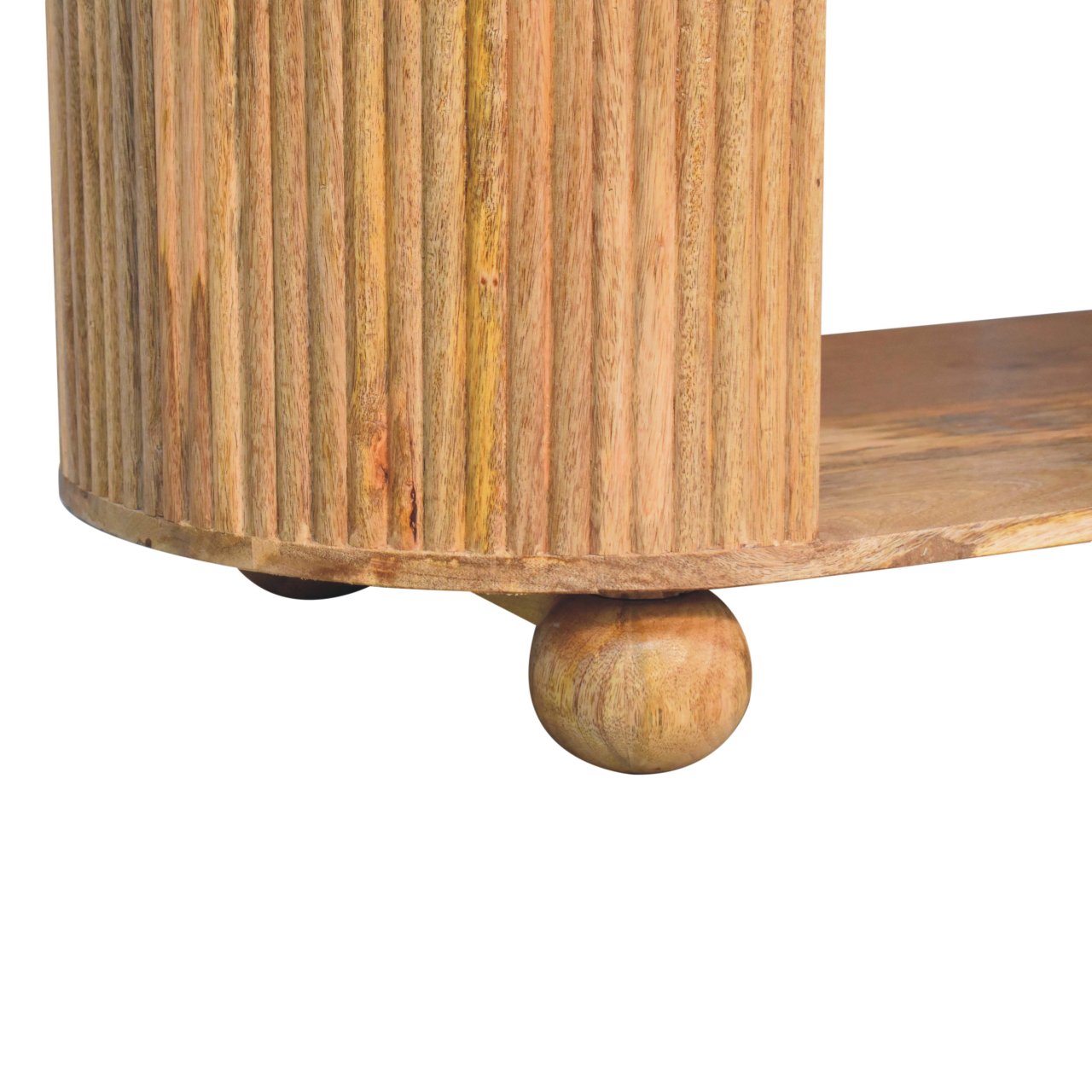 Solid Wood Soba Ball Coffee Table, Open Storage, Light Brown