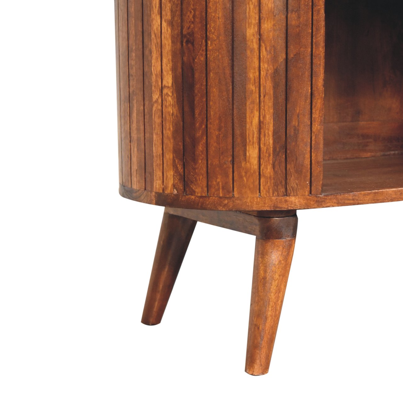 Cortez Chestnut Open Cabinet, 3-Open Shelves, Nordic Legs, Dark Brown