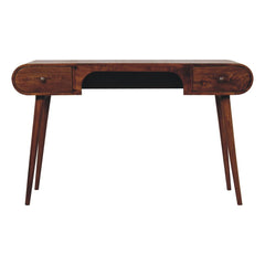 Solid Wood London Arch Writing Desk, 2-Drawers, Chestnut, Brown