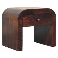 Solid Wood California Walnut Disc Nightstand, 1-Drawer