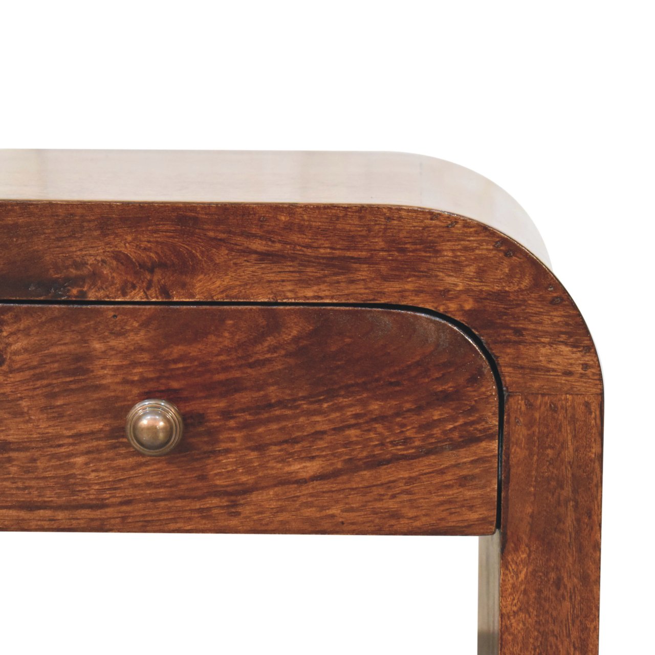 Solid Wood California Walnut Disc Nightstand, 1-Drawer