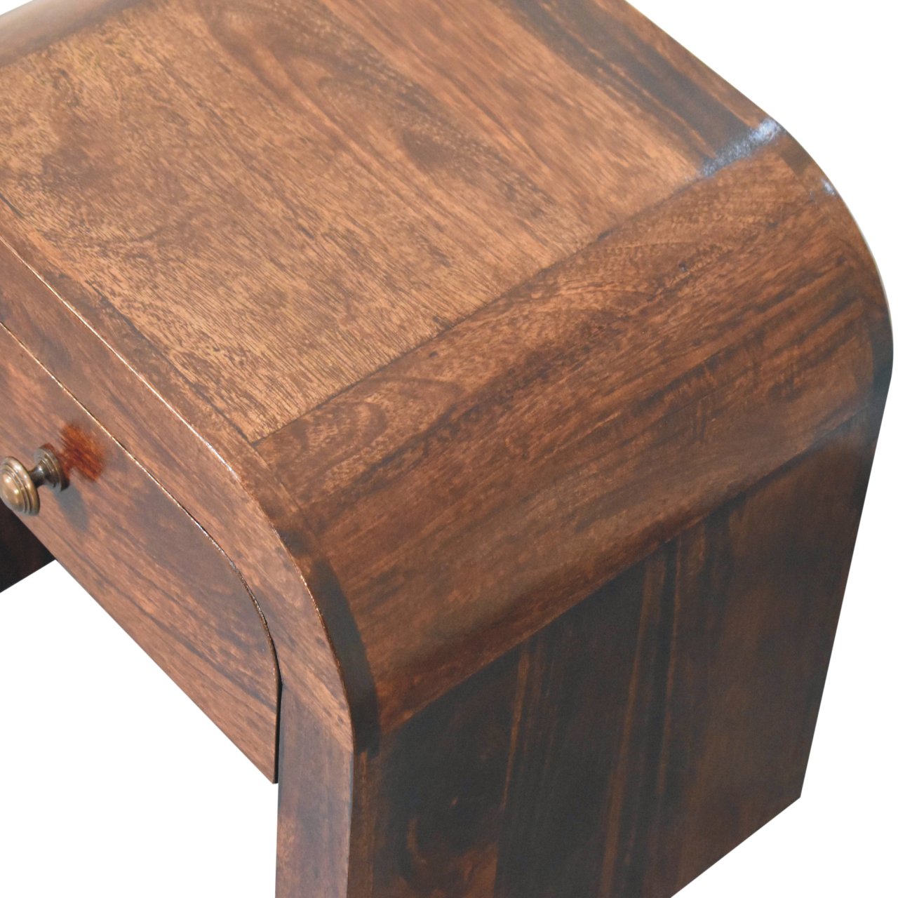 Solid Wood California Walnut Disc Nightstand, 1-Drawer
