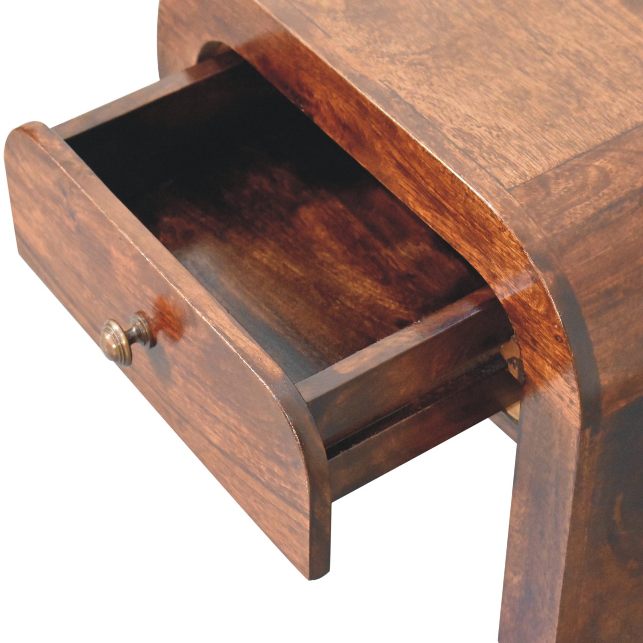 Solid Wood California Walnut Disc Nightstand, 1-Drawer