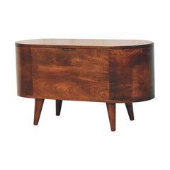 Solid Wood California Walnut Rounded Lid-Up Blanket Box, Nordic Legs, Brown