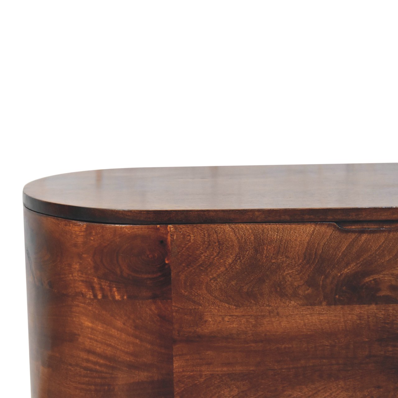 Solid Wood California Walnut Rounded Lid-Up Blanket Box, Nordic Legs, Brown