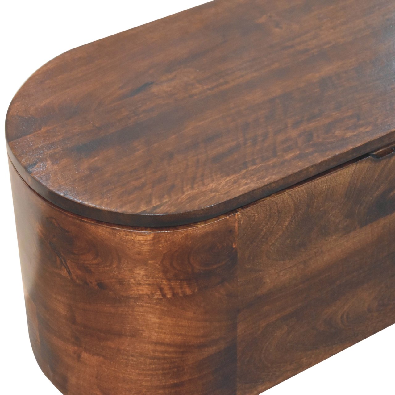 Solid Wood California Walnut Rounded Lid-Up Blanket Box, Nordic Legs, Brown