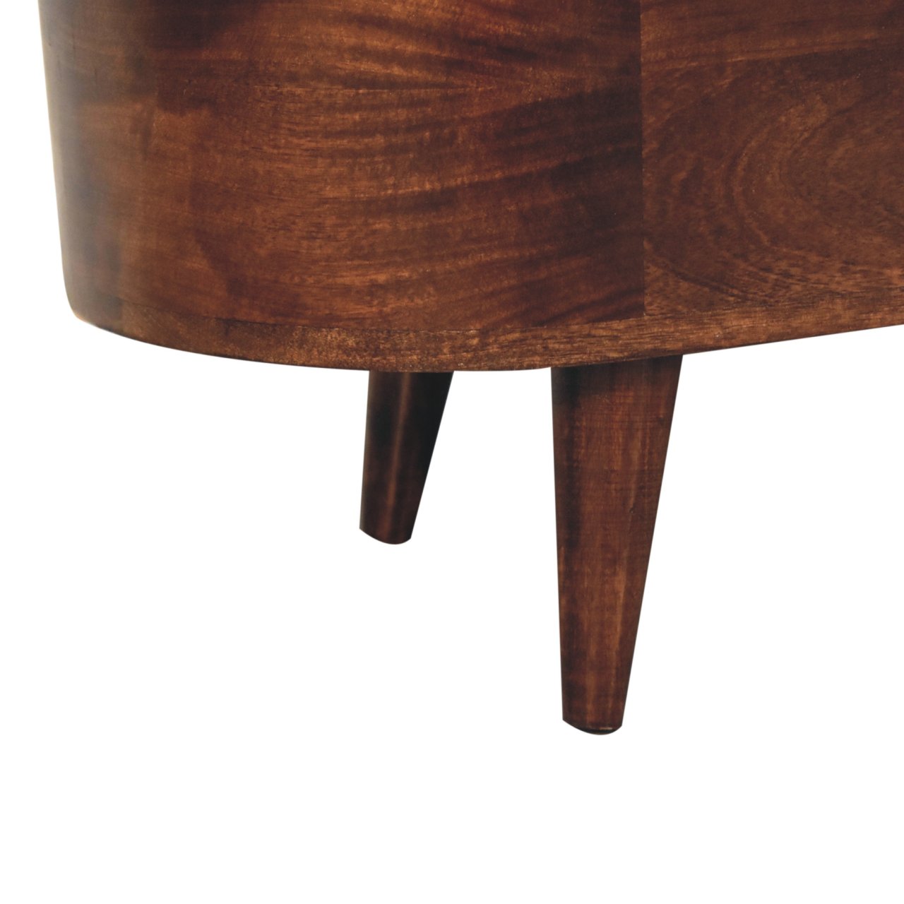 Solid Wood California Walnut Rounded Lid-Up Blanket Box, Nordic Legs, Brown