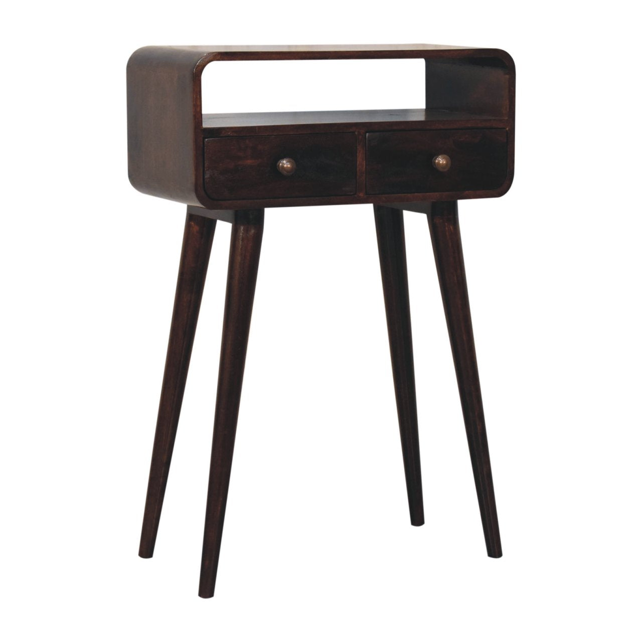 Solid Wood Mini California Walnut Curved Console Table