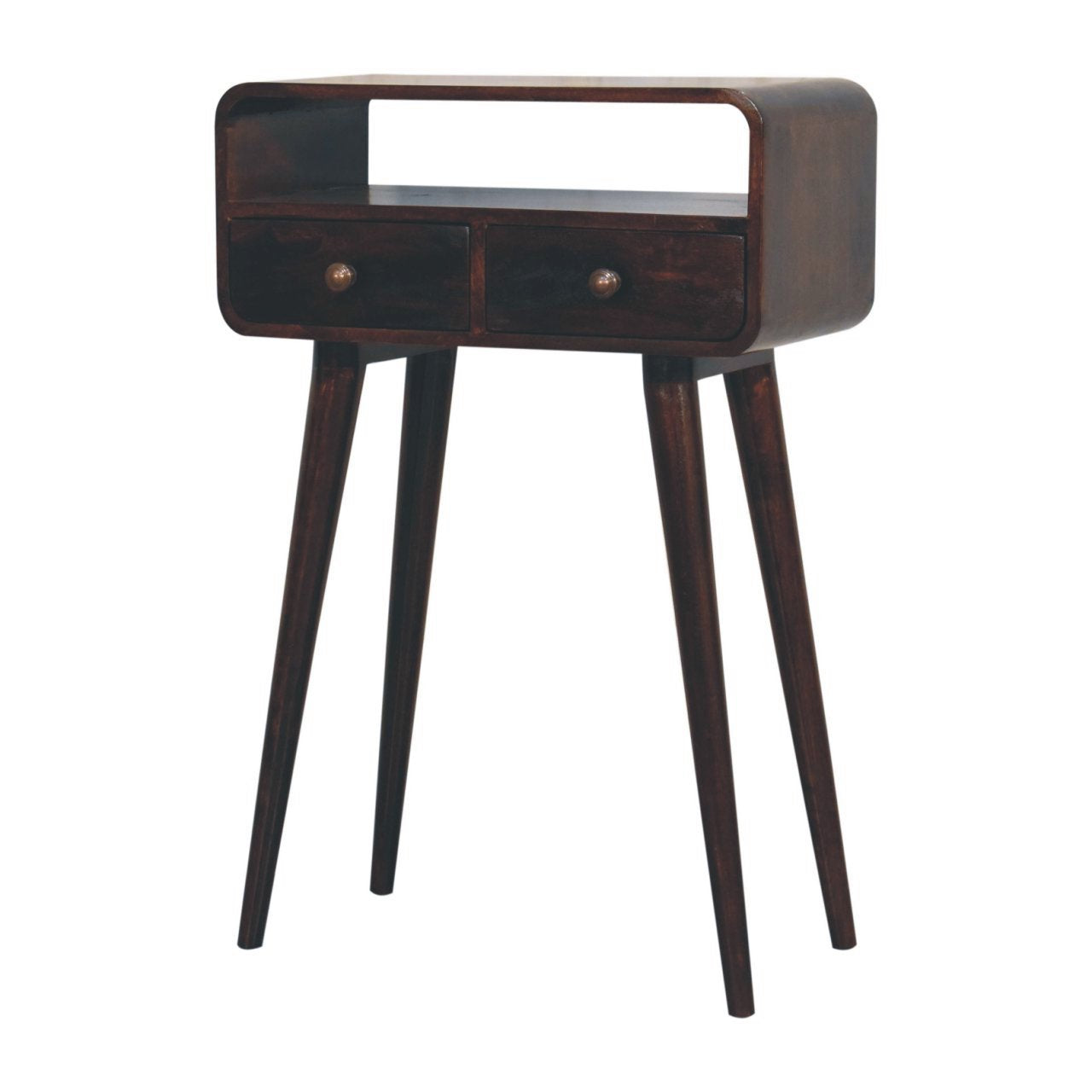 Solid Wood Mini California Walnut Curved Console Table
