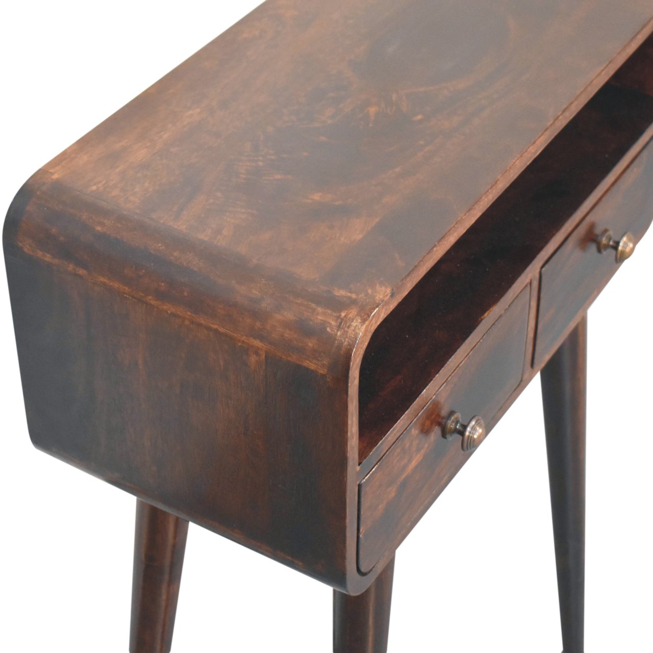Solid Wood Mini California Walnut Curved Console Table