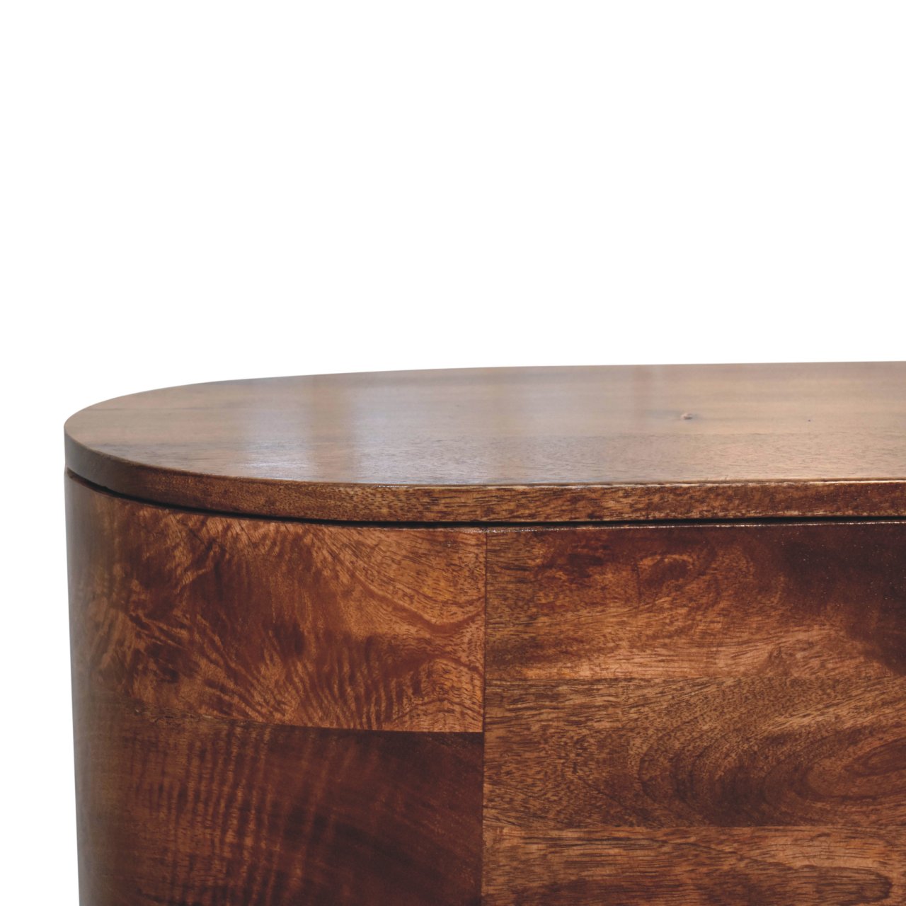 Solid Wood Honey Caramel Rounded Lid-Up Blanket Box, Nordic Legs, Brown
