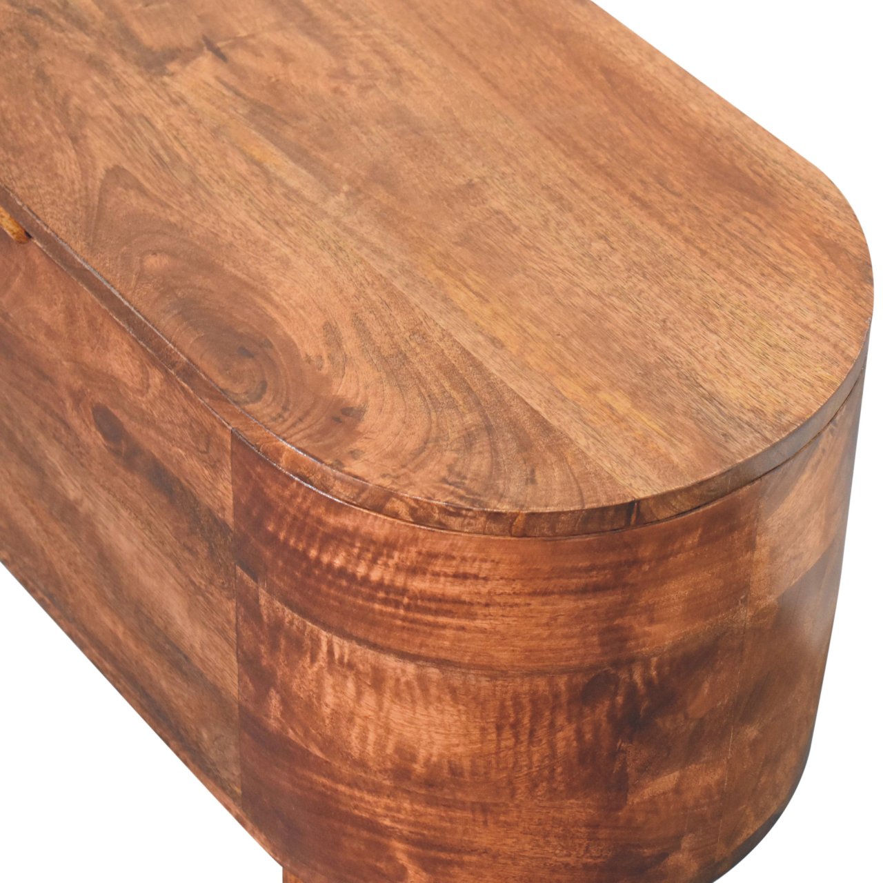 Solid Wood Honey Caramel Rounded Lid-Up Blanket Box, Nordic Legs, Brown