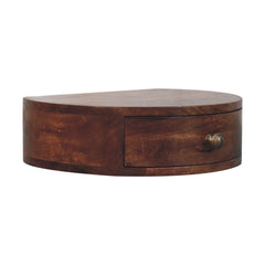 Solid Wood Honey Caramel Wall-Mounted Rounded Bedside, 1-Drawer, Brown